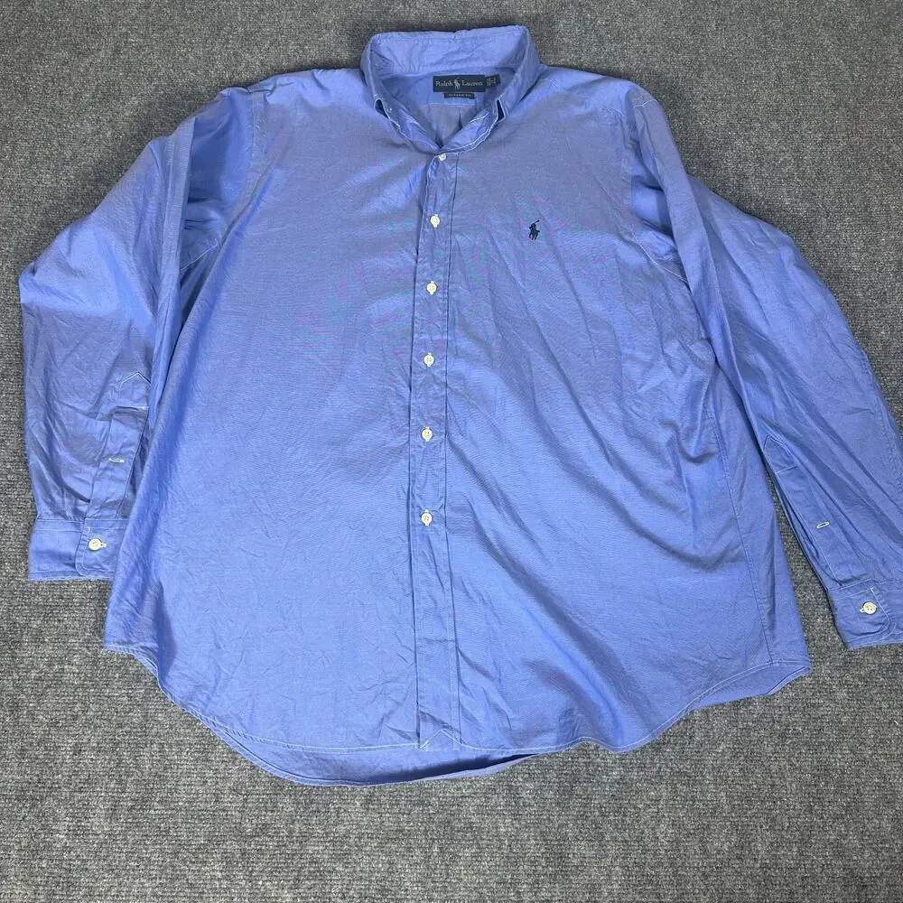 Polo Ralph Lauren Classic Fit Shirt Mens 17 Blue Oxford Button Down Pony Logo